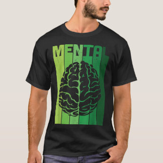 T-shirt Sensibilisation à la santé mentale du cerveau rétr