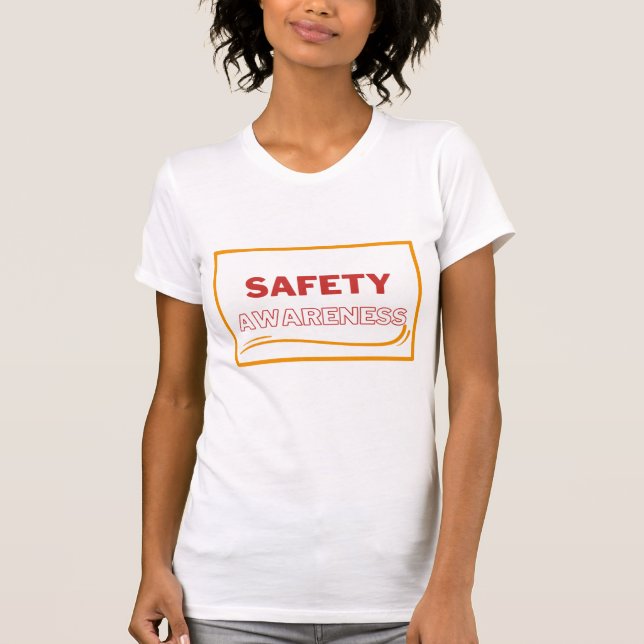 T-shirt Sensibilisation à la sécurité Texte rouge Jaune Sé (Devant)