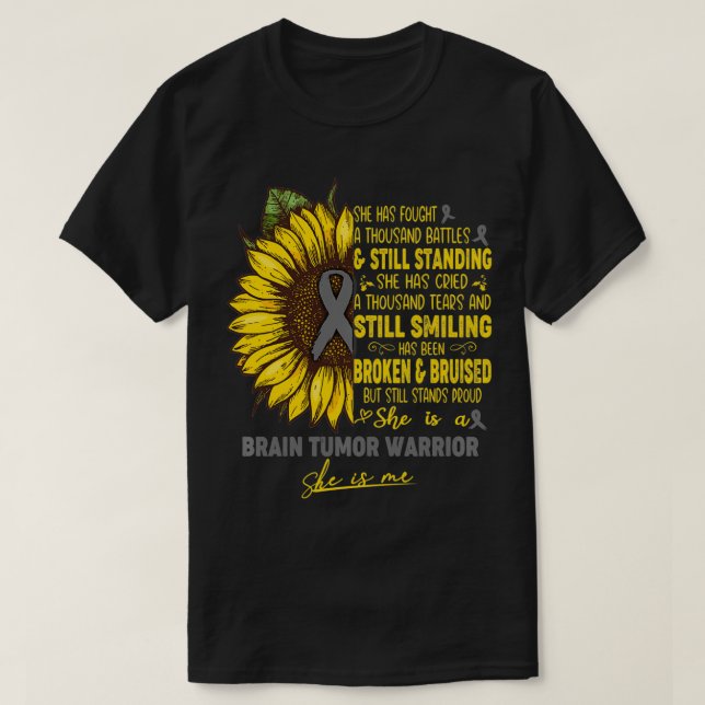 T-shirt Sensibilisation à la tumeur cérébrale Elle est un  (Design devant)