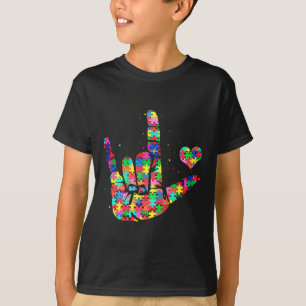 T-shirt Sensibilisation à l'autisme Asl Amour Langue des s