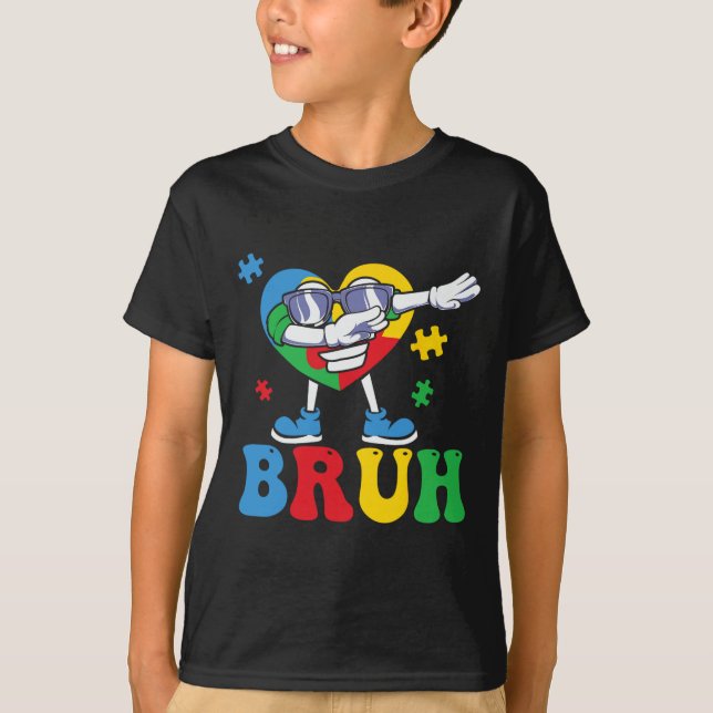 T-shirt Sensibilisation à l'autisme Bruh Dabbing Pièce de  (Devant)