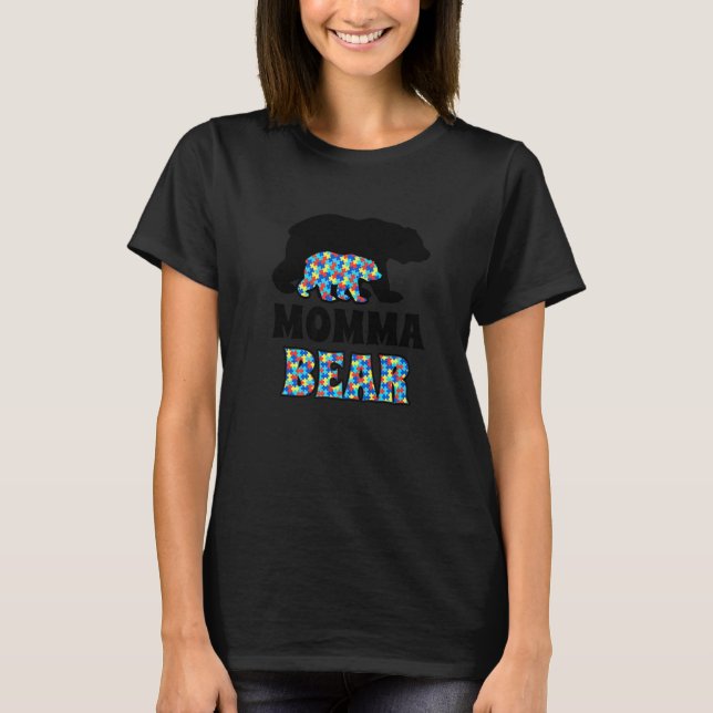 T-shirt Sensibilisation à l'autisme de Maman Ourse (Devant)
