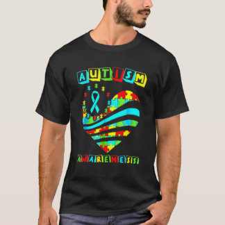 T-shirt Sensibilisation à l'autisme Femme Cœur Soutien Enf
