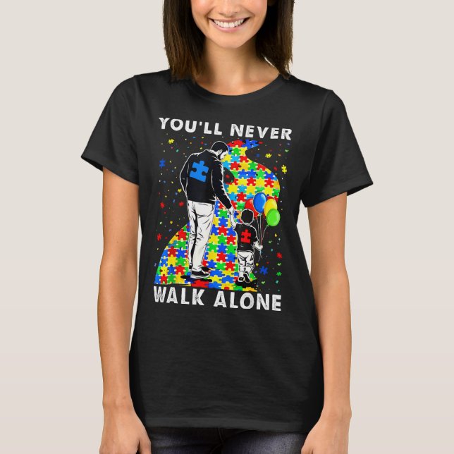 T-shirt Sensibilisation à l'autisme Puzzle de route père e (Devant)
