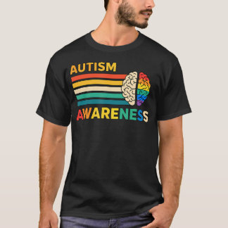 T-shirt Sensibilisation à l'autisme Rétro Cerveau Sensibil