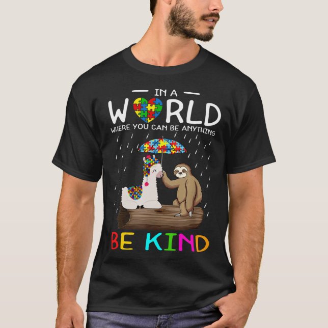 T-shirt Sensibilisation à l'autisme Soyez Gentil Cute Lama (Devant)