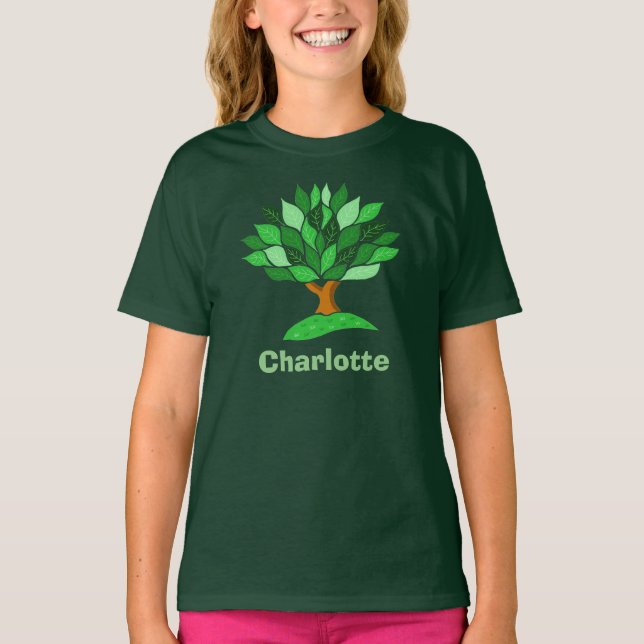 T-shirt Sensibilisation à l'éco. Arbre avec Feuilles. Ajou (Devant)