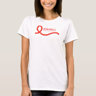 T-shirt Sensibilisation à l'hémophilie Perles de ruban rou