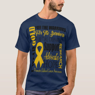 T-shirt Sensibilisation au cancer de l'enfance Or pour un 