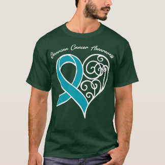 T-shirt Sensibilisation au cancer de l'ovaire Coeur Ruban 