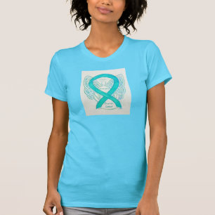 T-shirt Sensibilisation au cancer de l'ovaire Turquoise ru