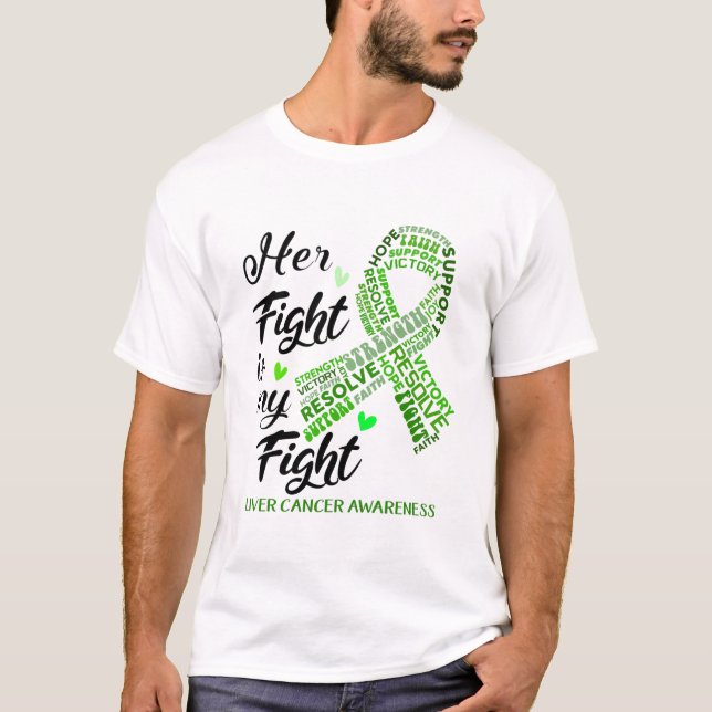 T-shirt Sensibilisation au cancer du foie Sa lutte est mon (Devant)