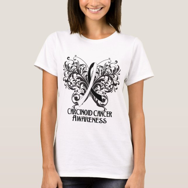 T-shirt Sensibilisation au cancer du papillon Carcinoïde (Devant)