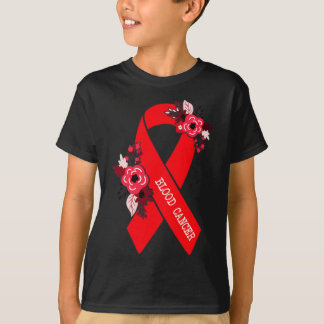 T-shirt Sensibilisation au cancer du sang Ruban rouge flor