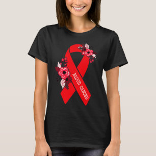 T-shirt Sensibilisation au cancer du sang Ruban rouge flor