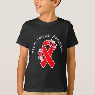T-shirt Sensibilisation au cancer du sang Ruban rouge flor