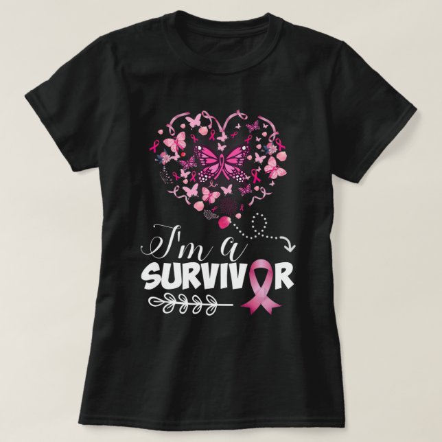 T-shirt Sensibilisation au cancer du sein Coeur papillon r (Design devant)