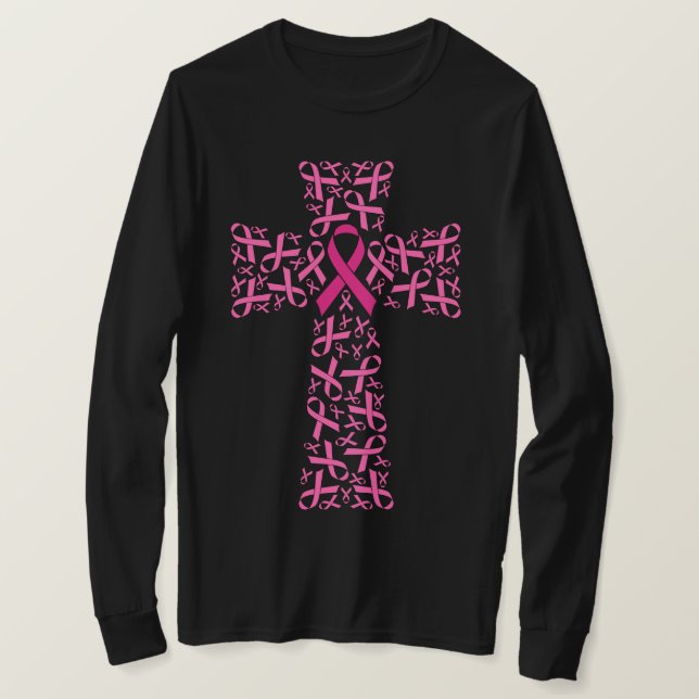 T-shirt Sensibilisation au cancer du sein Croix du ruban r (Design devant)