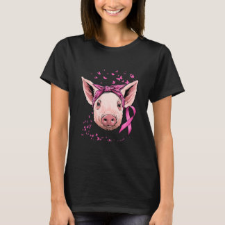 T-shirt Sensibilisation au cancer du sein de porc rose