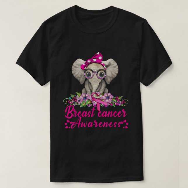 T-shirt Sensibilisation au cancer du sein Eléphant (Design devant)