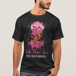 T-shirt Sensibilisation au cancer du sein Faith Hope Love 