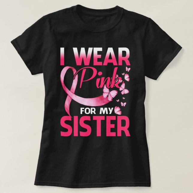 T-shirt Sensibilisation au cancer du sein Je porte le rose (Design devant)