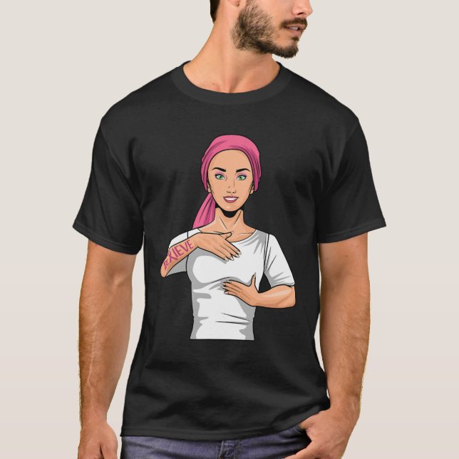 T-shirt Sensibilisation au cancer du sein Langue des signe (Devant)