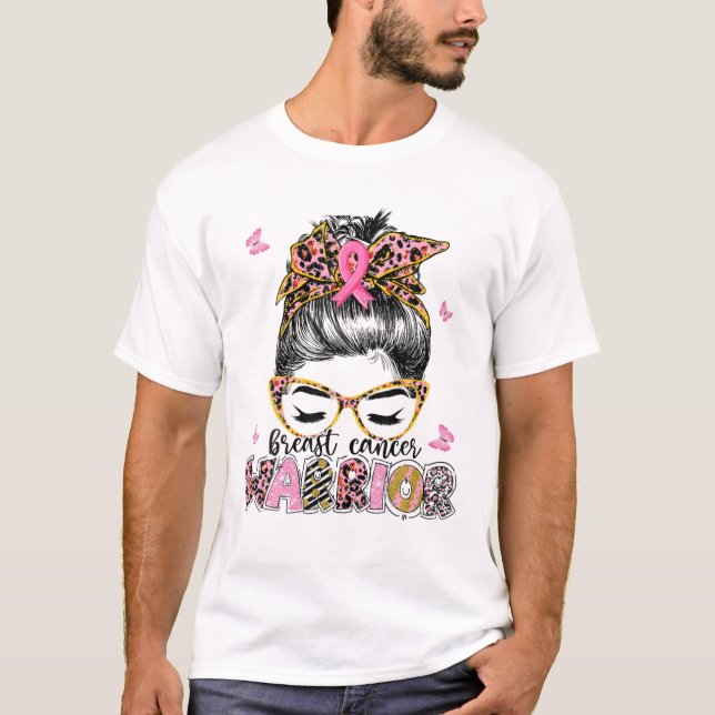 T-shirt Sensibilisation au cancer du sein Leopard Messy Bu (Devant)