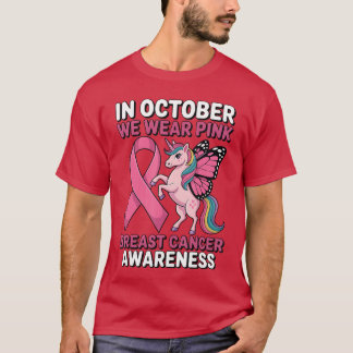 T-shirt Sensibilisation au cancer du sein Licorne en octob