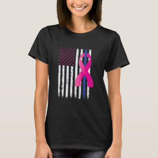 T-shirt Sensibilisation au cancer du sein Ligne bleue minc