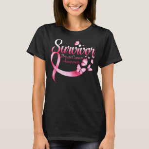 T-shirt Sensibilisation au cancer du sein Papillons roses 