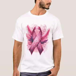 T-shirt SENSIBILISATION AU CANCER DU SEIN Plumes