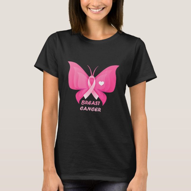 T-shirt Sensibilisation au cancer du sein Ruban papillon r (Devant)