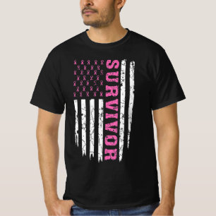 T-shirt Sensibilisation au cancer du sein Ruban rose Survi