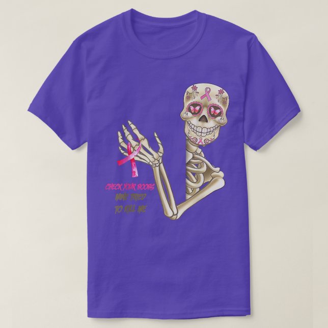 T-shirt Sensibilisation au cancer du sein Squelette Vérifi (Design devant)