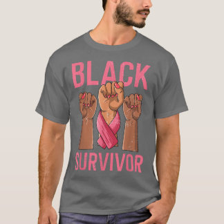T-shirt Sensibilisation au cancer du sein Survivant noir R