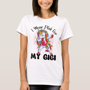 T-shirt Sensibilisation au cancer du sein Unicorne Je Port