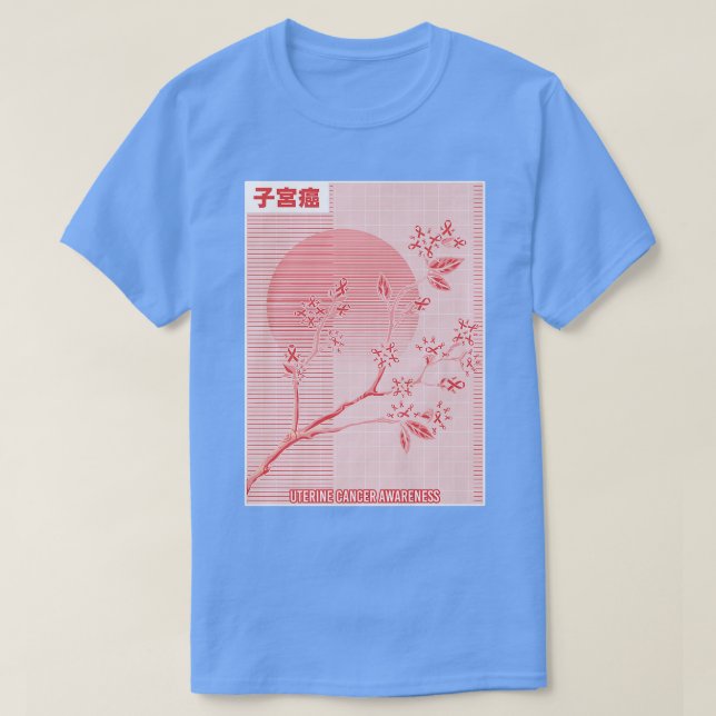 T-shirt Sensibilisation au cancer utérin Sakura Fleur de c (Design devant)