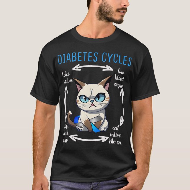 T-shirt Sensibilisation au diabète Drôle Cycle de chats Vi (Devant)