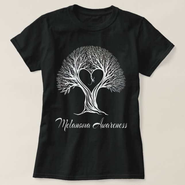 T-shirt Sensibilisation au mélanome Arbre à ruban noir ave (Design devant)