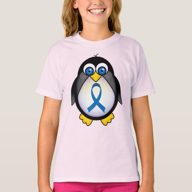 T-shirt Sensibilisation au ruban bleu de pingouin (Devant)