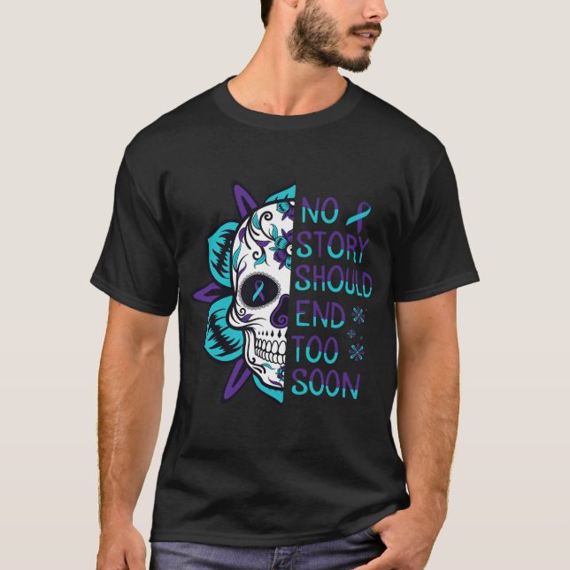 T-shirt Sensibilisation au suicide crânien Santé mentale (Devant)