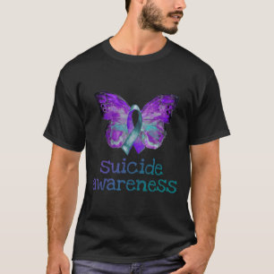 T-shirt Sensibilisation au suicide Semicolon à papillon Tu