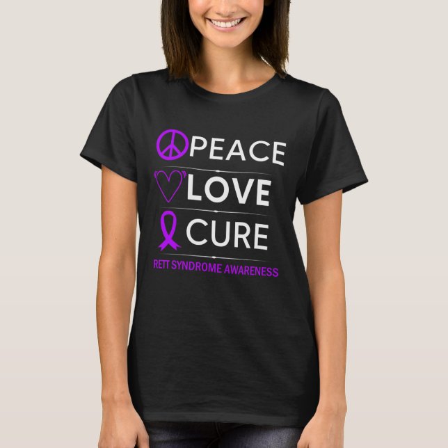 T-shirt Sensibilisation au syndrome Peace Love Cure Purple (Devant)