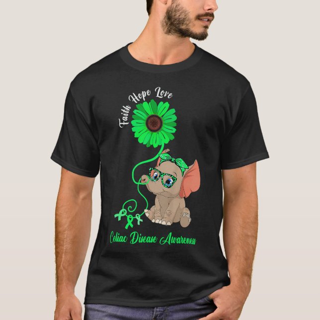 T-shirt Sensibilisation aux maladies coeliaques Foi élépha (Devant)