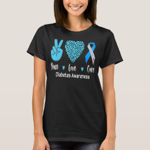 T-shirt Sensibilisation Diabete Peace Love Cure Leopard Wo