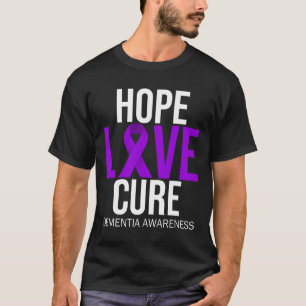 T-shirt Sensibilisation Hope Love Cure Purple Ribbon Alzhe