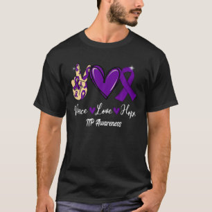 T-shirt Sensibilisation ITP Peace Love Hope Purple Ribbon