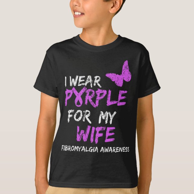 T-shirt Sensibilisation Je Porte Du Violet Pour Ma Femme (Devant)