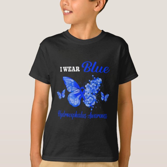 T-shirt Sensibilisation Je porte le papillon bleu (Devant)
